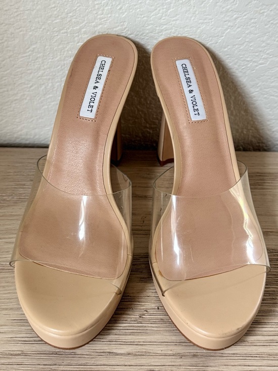 Chelsea & Violet Shoes - CHELSEA & VIOLET Nude Clear Strap Platform Heels . Size 9.5